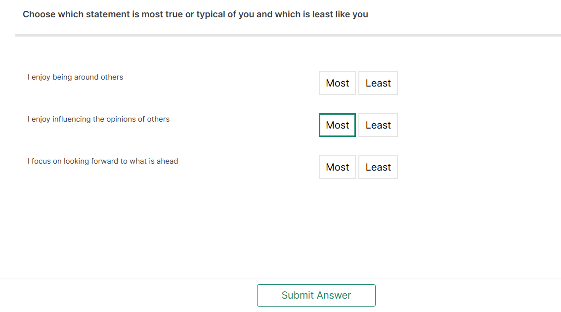 Fairsight personlighestest exempelfråga